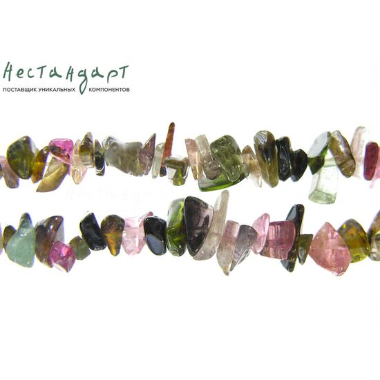 Турмалин натуральный Multicolor полированная галтовка 4-8 мм (нить 23 см), изображение 3