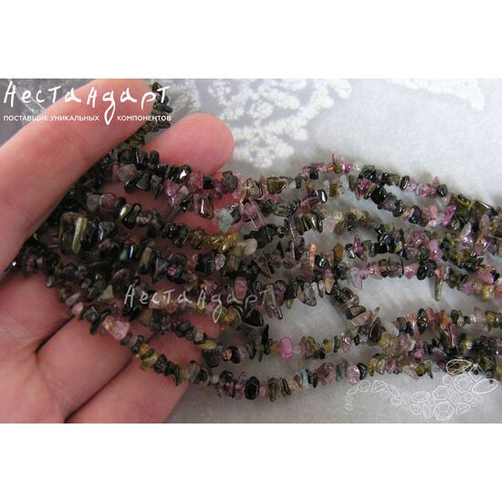 Турмалин натуральный Multicolor полированная галтовка 4-8 мм (нить 23 см), изображение 4