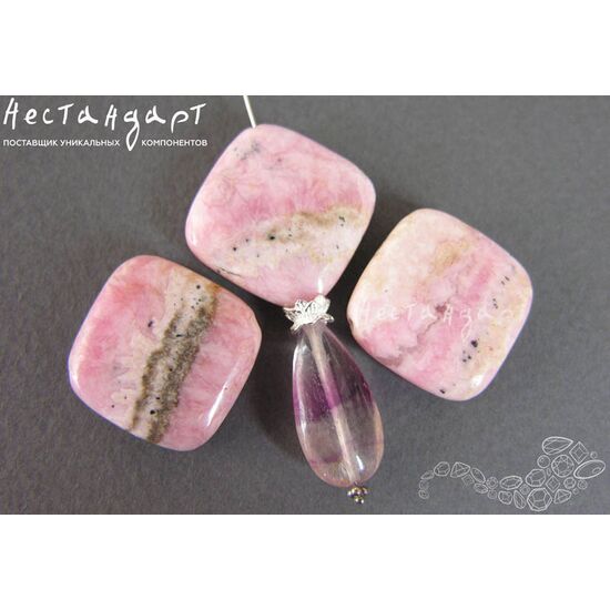 Родохрозит натуральный Rhombus 20х20х6 мм, изображение 2