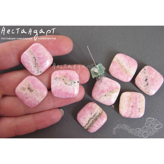 Родохрозит натуральный Rhombus 20х20х6 мм, изображение 4