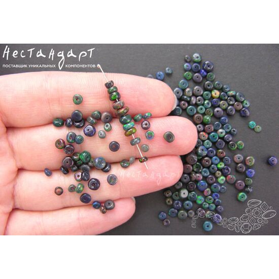 Опал натуральный черный благородный гладкий рондель 3-6 мм (уп. 10 шт), изображение 3