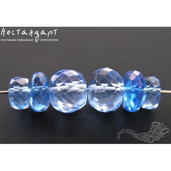 Шпинель лабораторная голубая рондель с огранкой 5,5-9,5 мм (комплект 6 шт.)