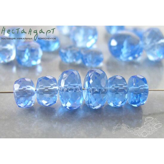 Шпинель лабораторная голубая рондель с огранкой 5,5-9,5 мм (комплект 6 шт.), изображение 2