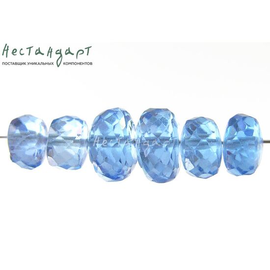 Шпинель лабораторная голубая рондель с огранкой 5,5-9,5 мм (комплект 6 шт.), изображение 3