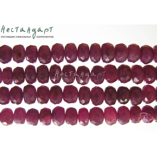 Корунд-рубин натуральный темно-розовый с огранкой 3,5-4,5 мм (нить 5 см.), изображение 3