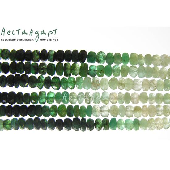 Берилл-изумруд рондель 4-5 мм (нить 5 см)