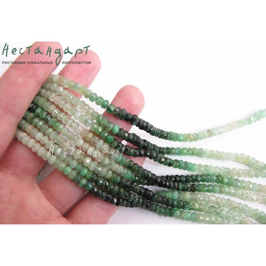 Берилл-изумруд рондель 4-5 мм (нить 5 см), изображение 3