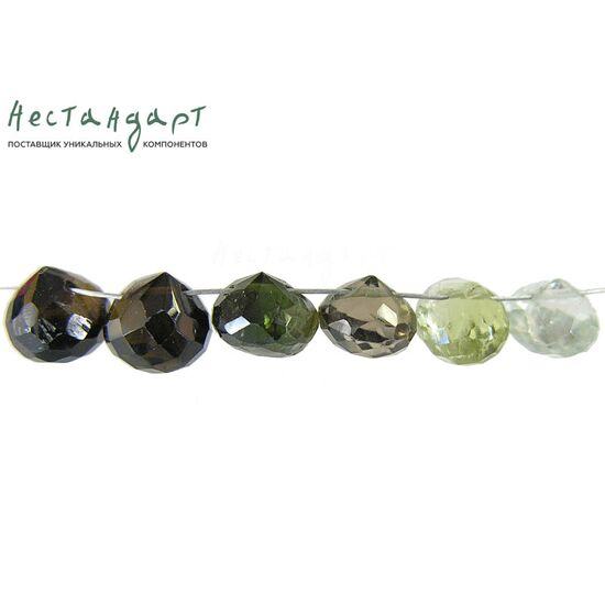 Турмалин натуральный луковка с огранкой 6,5х6 мм (комплект 6 шт.), изображение 2