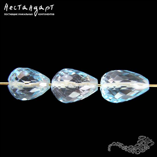Топаз натуральный голубой с ювелирной огранкой Excellent Drop 8-11 мм