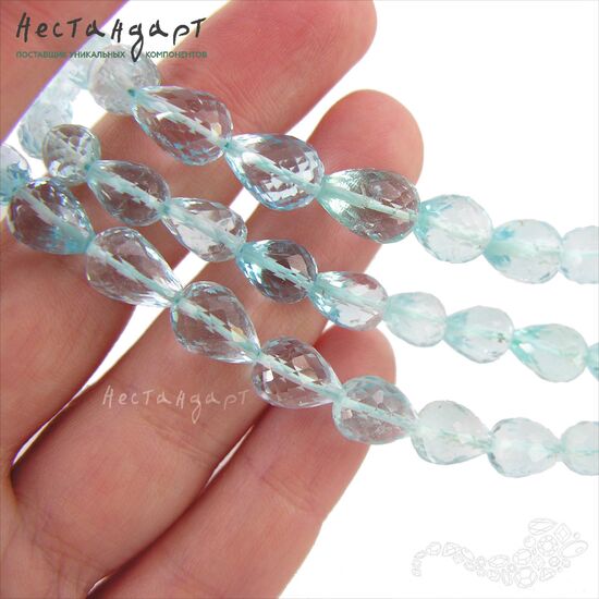 Топаз натуральный голубой с ювелирной огранкой Excellent Drop 8-11 мм, изображение 2