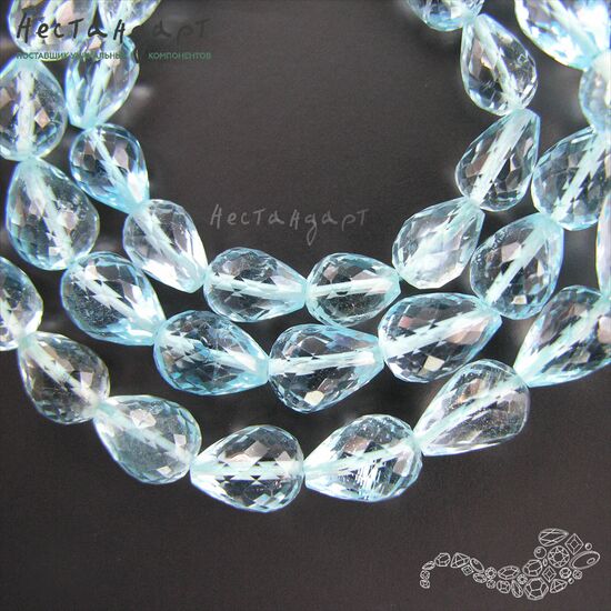 Топаз натуральный голубой с ювелирной огранкой Excellent Drop 8-11 мм, изображение 3