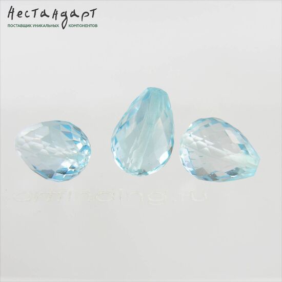 Топаз натуральный голубой с ювелирной огранкой Excellent Drop 8-11 мм, изображение 4