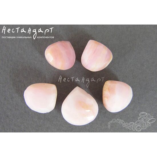 Опал натуральный розовый Teardrop 12х13-7х10 мм (комплект 5 шт.), изображение 2