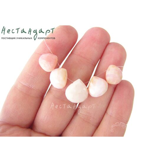 Опал натуральный розовый Teardrop 12х13-7х10 мм (комплект 5 шт.), изображение 3