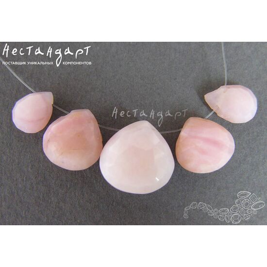 Опал натуральный розовый Teardrop 12х13-7х10 мм (комплект 5 шт.), изображение 4