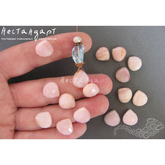 Опал натуральный розовый Teardrop 12х11 мм, изображение 2