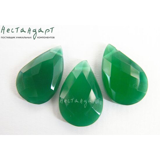 Халцедон натуральный Капля зеленый 22х14х5 мм, изображение 2
