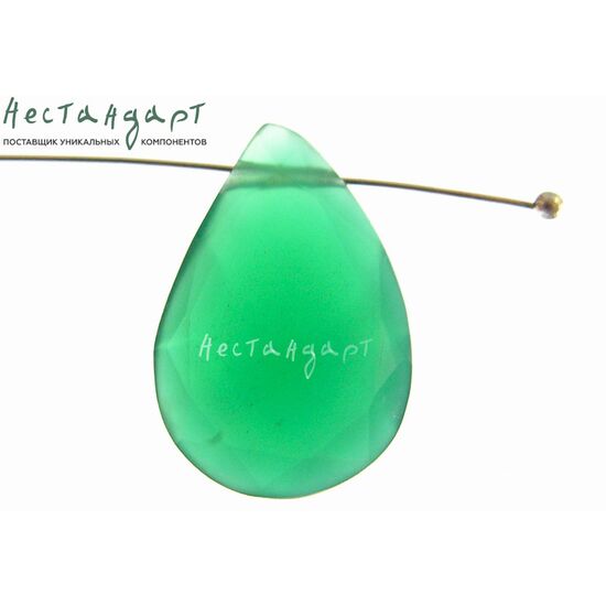 Халцедон натуральный Капля зеленый 22х14х5 мм, изображение 3