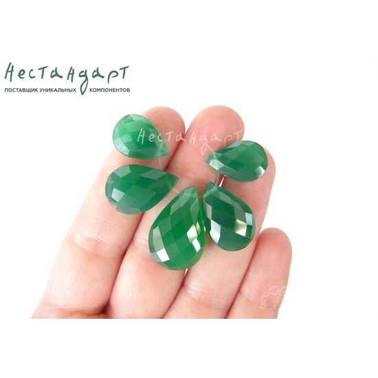 Халцедон натуральный Капля зеленый 16х10х5-29х18х6 мм (комплект 5 шт.), изображение 3