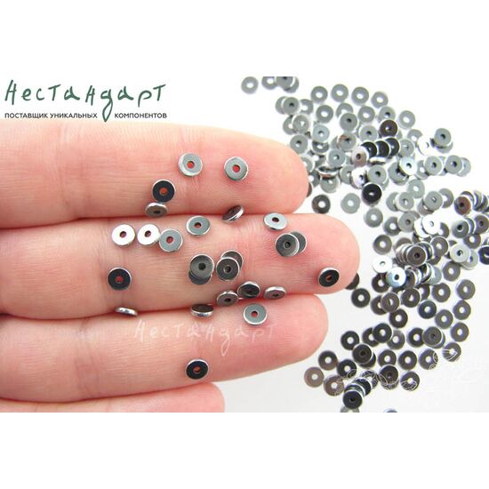 Гематит Roundel Disk Silver 4,5х1 мм (уп. 30 шт.), изображение 3