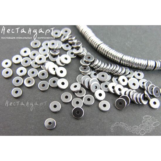 Гематит Roundel Disk Silver 4,5х1 мм (уп. 30 шт.), изображение 4