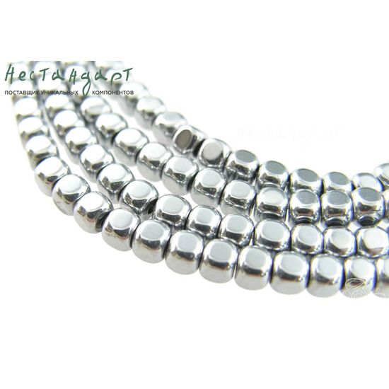 Гематит гладкий Cube 4 мм (уп. 5 шт.)