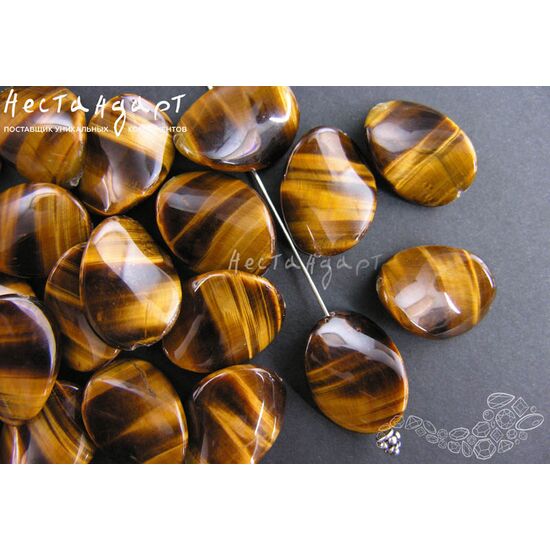 Тигровый глаз натуральный Oval Figured 20 мм, изображение 3