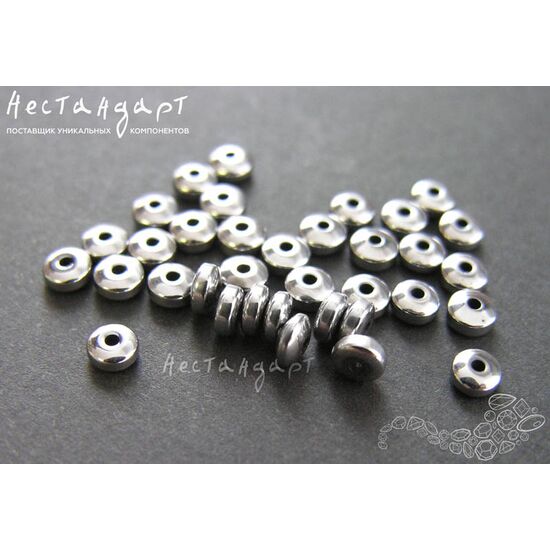 Гематит Roundel Disk Silver 4,5х2,2 мм (уп. 10 шт.), изображение 3