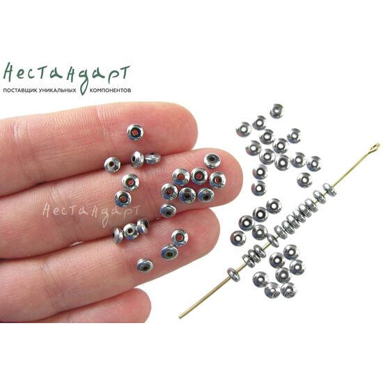 Гематит Roundel Disk Silver 4,5х2,2 мм (уп. 10 шт.), изображение 4