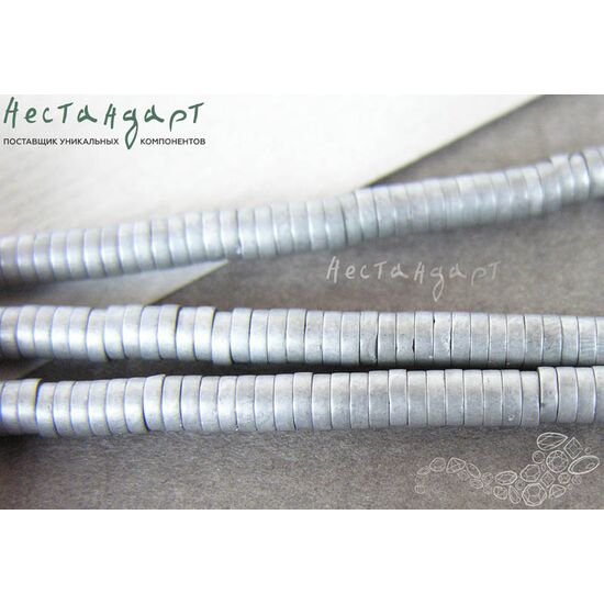 Гематит Roundel Disk Matt Silver 3х1 мм (нить 9.5 см), изображение 3