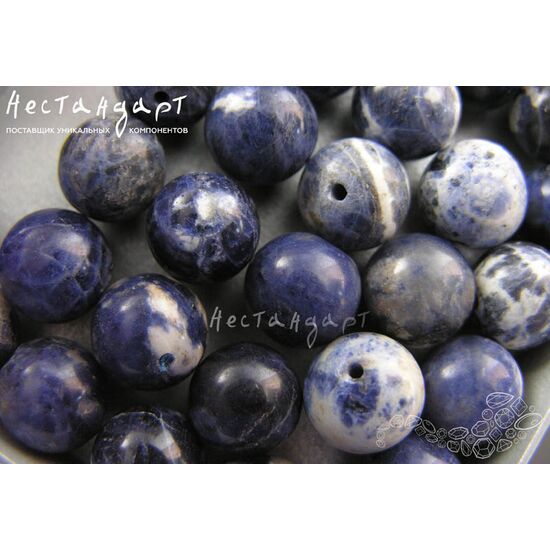 Содалит натуральный гладкий 12,5 мм (уп. 4 шт.), изображение 2