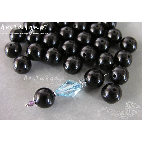 Гагат натуральный гладкий 10-10,5 мм, изображение 2