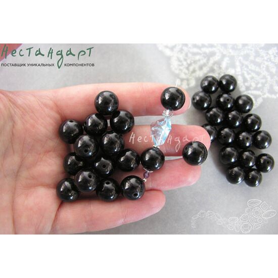 Гагат натуральный гладкий 10-10,5 мм, изображение 4