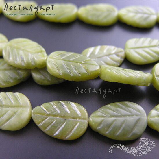 Серпентин натуральный Carved Leaf 16х12 мм, изображение 2