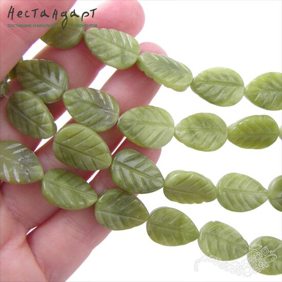 Серпентин натуральный Carved Leaf 16х12 мм, изображение 3