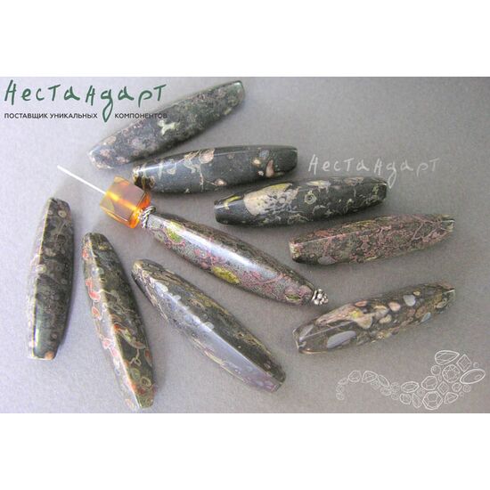 Риолит натуральный гладкий Long Bead 39-41х10-12 мм, изображение 4