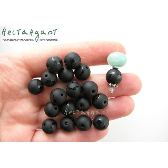 Шунгит натуральный с рисунком Star&Moon 10 мм (уп. 6 шт.), изображение 2