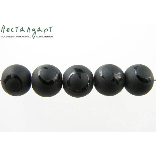 Шунгит натуральный с рисунком Star&Moon 10 мм (уп. 6 шт.), изображение 3