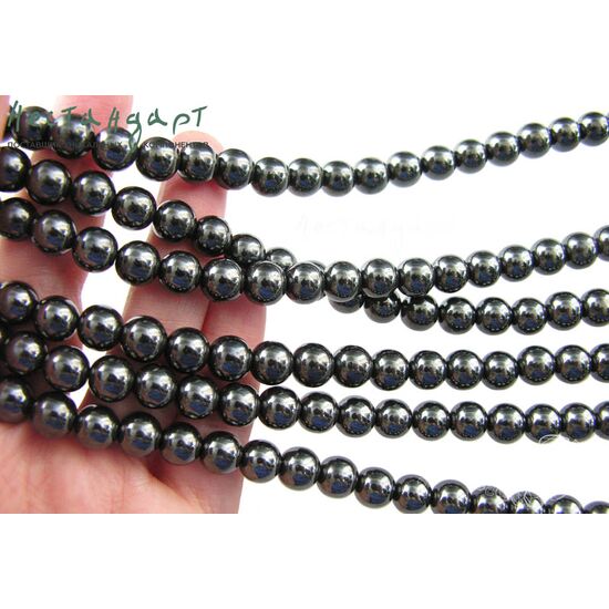 Гематит гладкий 8-9 мм (нить 20 см), изображение 2