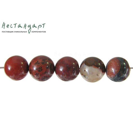 Яшма натуральная красная Red Ball 10-10,6 мм (уп. 6 шт.), изображение 3