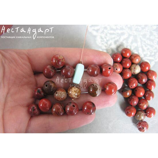 Яшма натуральная красная Red Ball 10-10,6 мм (уп. 6 шт.), изображение 4