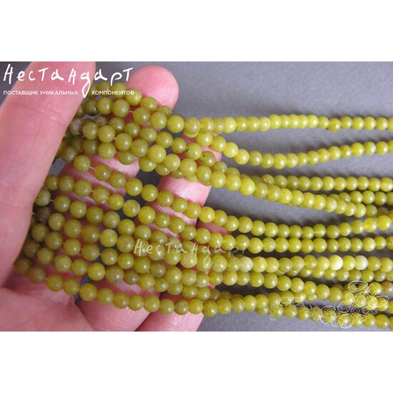 Офит натуральный зелёный 4,5 мм (нить 19 см), изображение 4