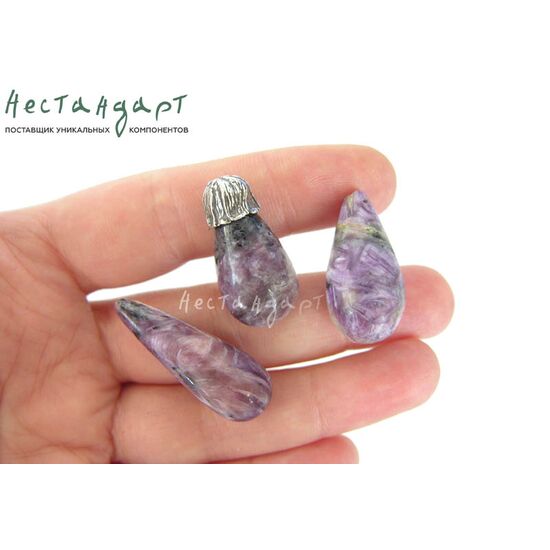 Чароит натуральный крупная капля 28х15 мм