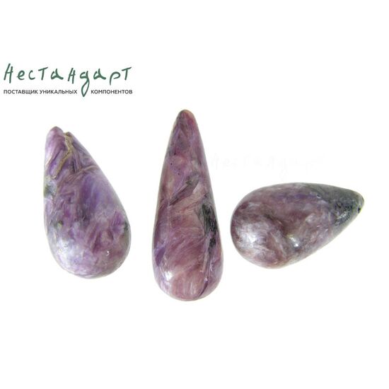 Чароит натуральный крупная капля 28х15 мм, изображение 3