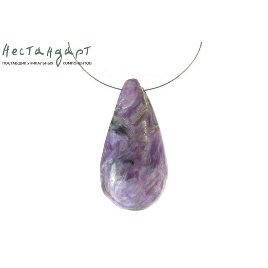 Чароит натуральный крупная капля 28х15 мм, изображение 4