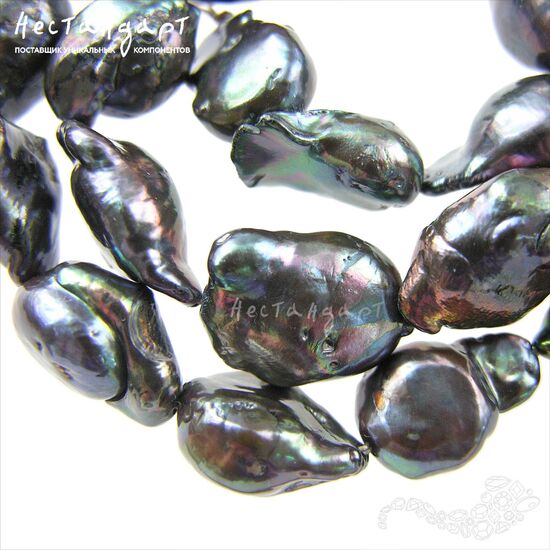 Жемчуг натуральный облагороженный Baroque Peacock Black 18-21 мм, изображение 4