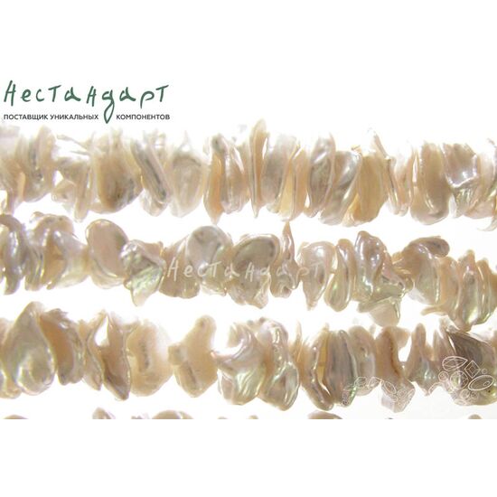 Жемчуг натуральный Keshi Pearl White 5-10 мм (нить 10 см), изображение 3