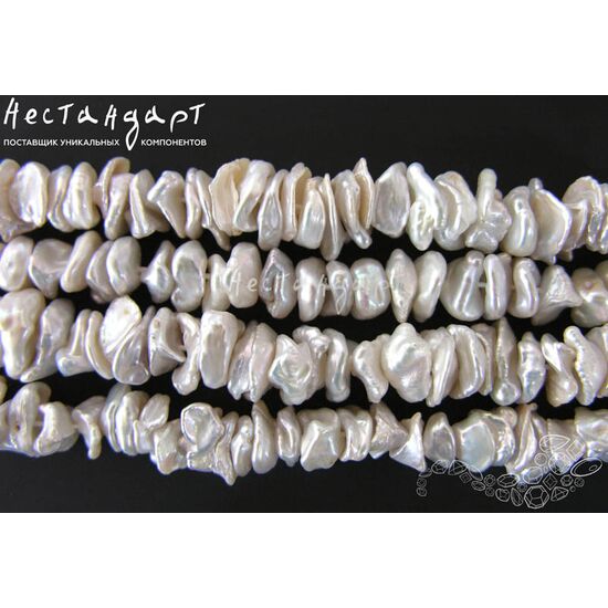 Жемчуг натуральный Keshi Pearl White 5-10 мм (нить 10 см), изображение 4