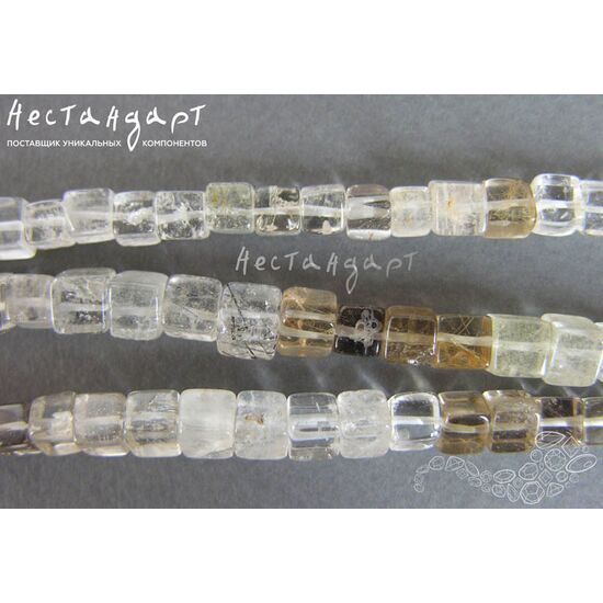 Кварц натуральный рутиловый Cube 5,5 мм (нить 5 см), изображение 2