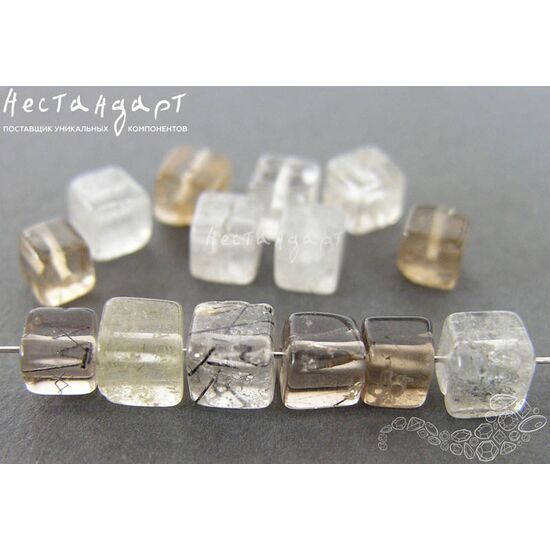 Кварц натуральный рутиловый Cube 5,5 мм (нить 5 см), изображение 3